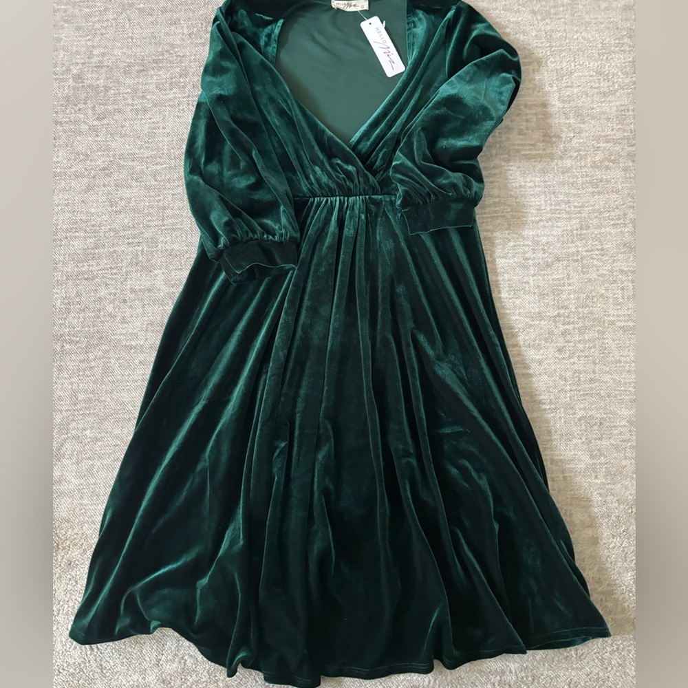 Maternity Deep Green Velvet Dress